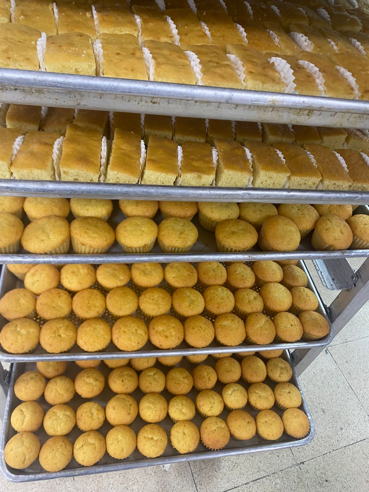 Bizcochos y muffins en producción